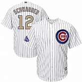 Chicago Cubs #12 Kyle Schwarber White World Series Champions Gold Program New Cool Base Stitched Jersey JiaSu,baseball caps,new era cap wholesale,wholesale hats